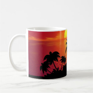 Tropical Sunset Palm Trees Silhouette Beach Coffee Mug