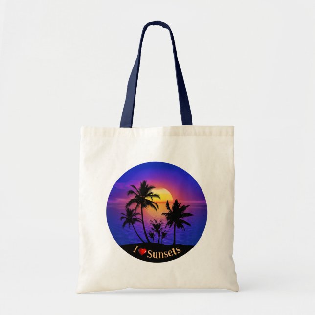 Tropical Sunset Palm Trees Tote Bag (Front)