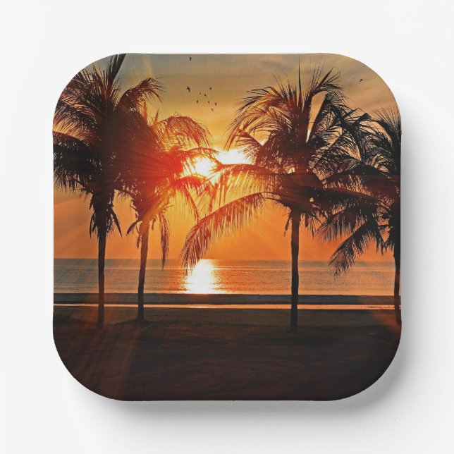 Tropical Sunset Paper Plate (Front)