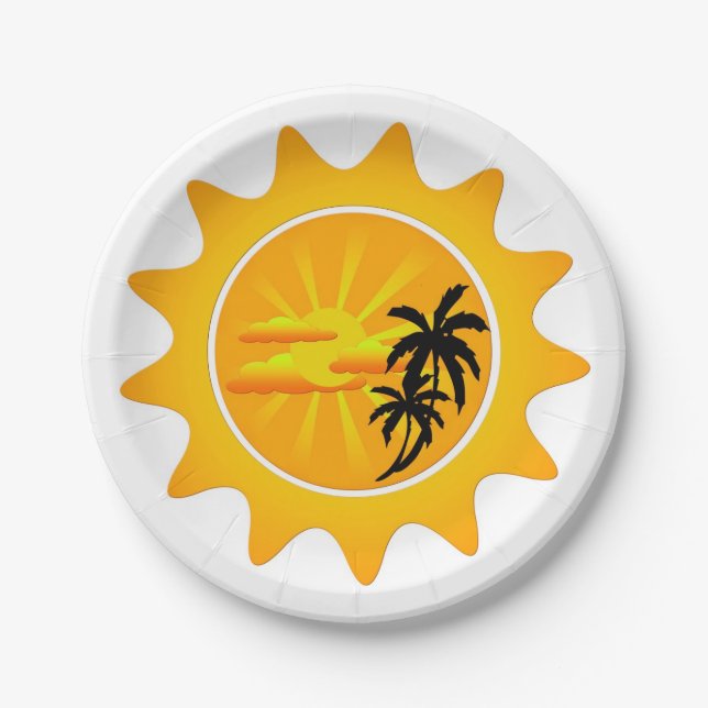 Tropical sunset paper plate (Front)