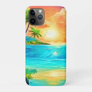 Tropical Sunset Paradise Beach View iPhone 11 Pro Case