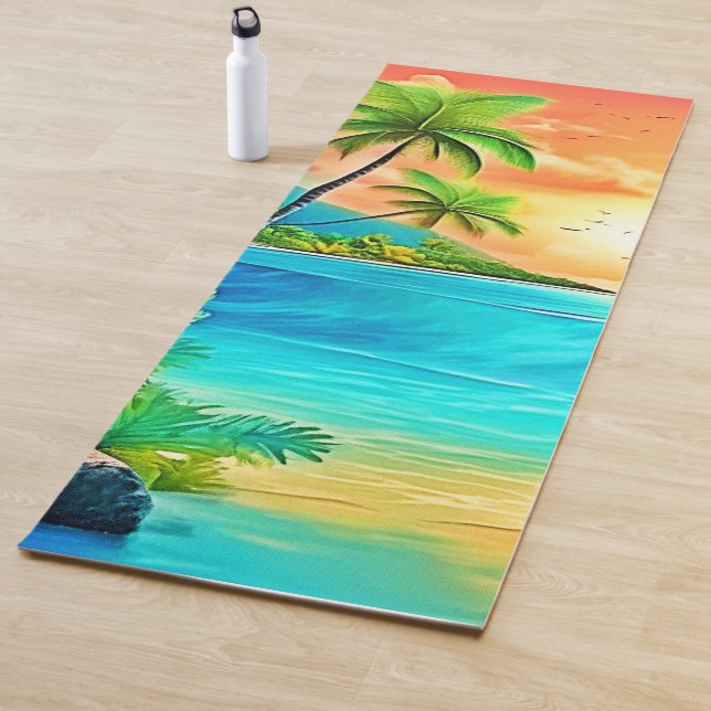 Tropical Sunset Paradise Beach View Yoga Mat (In Situ)