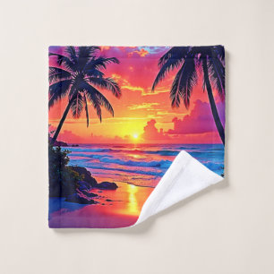 Tropical Sunset Paradise Design Bath Towel Set