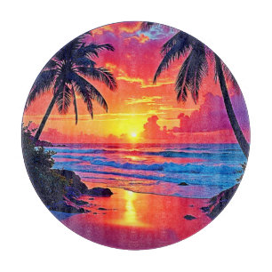 Tropical Sunset Paradise Design Cutting Board