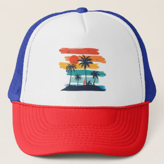Tropical Sunset Paradise Trucker Hat