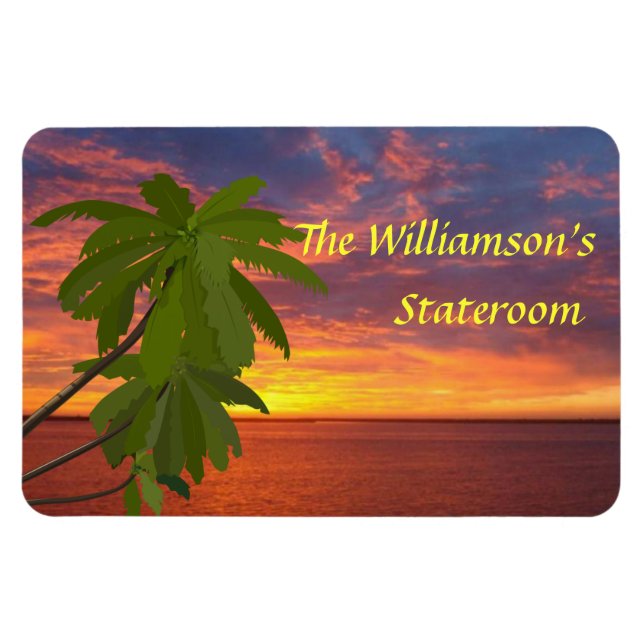 Tropical Sunset Personalised Stateroom Door Marker Magnet (Horizontal)