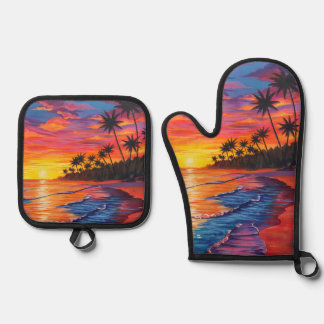 Tropical Sunset Pot Holder  Oven Mitt & Pot Holder Set
