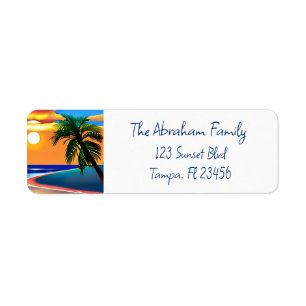 Tropical Sunset Reflection Return Address Label