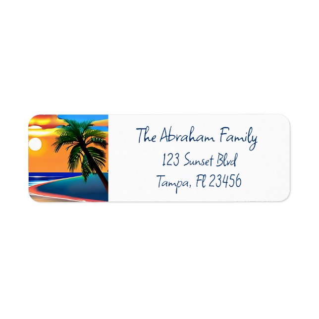 Tropical Sunset Reflection Return Address Label (Front)