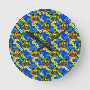Tropical Sunset Round Clock