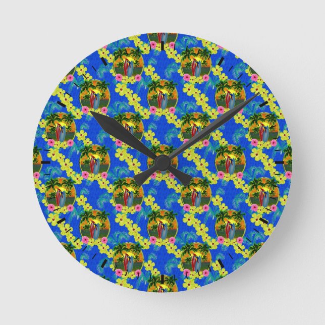 Tropical Sunset Round Clock (Front)