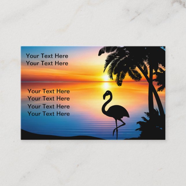 Tropical Sunset Scenic Business Cards Design (Front)