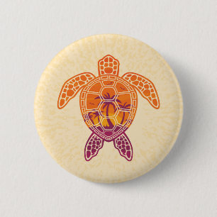 Tropical Sunset Sea Turtle Design 6 Cm Round Badge