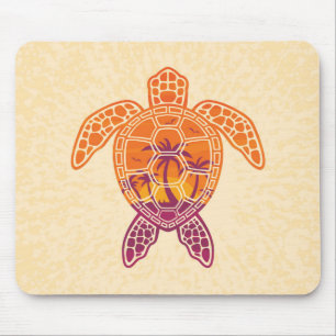 Tropical Sunset Sea Turtle Design Mouse Pad