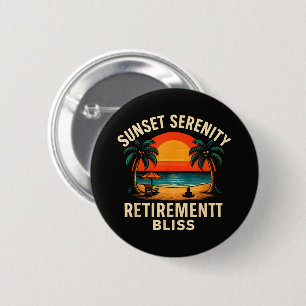 Tropical Sunset Serenity Retirement Beach Scene 6 Cm Round Badge