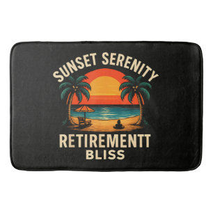 Tropical Sunset Serenity Retirement Beach Scene Bath Mat