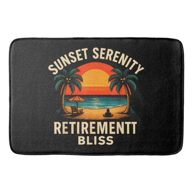 Tropical Sunset Serenity Retirement Beach Scene Bath Mat (Front)