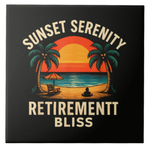 Tropical Sunset Serenity Retirement Beach Scene Ceramic Tile