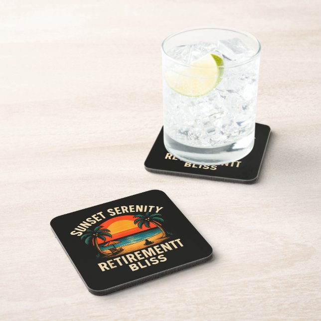 Tropical Sunset Serenity Retirement Beach Scene Coaster (Right Side)