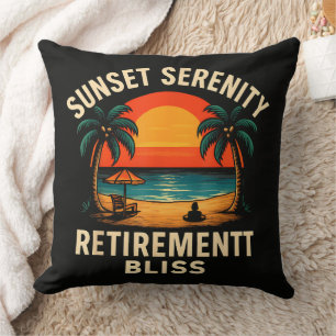 Tropical Sunset Serenity Retirement Beach Scene Cushion