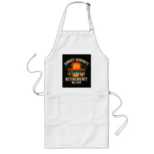 Tropical Sunset Serenity Retirement Beach Scene Long Apron