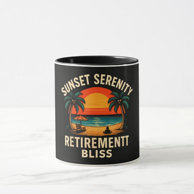Tropical Sunset Serenity Retirement Beach Scene Mug (Center)