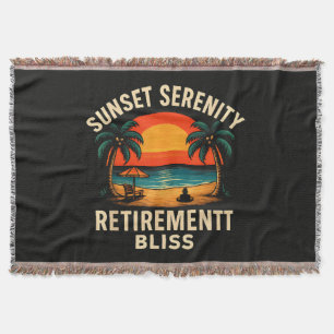 Tropical Sunset Serenity Retirement Beach Scene Throw Blanket