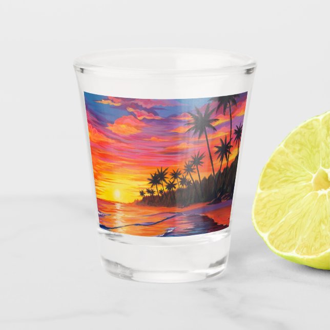 Tropical Sunset Shot Glass  (Front)
