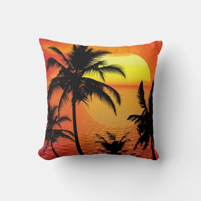 TROPICAL SUNSET SILHOUETTE CUSHION (Front)