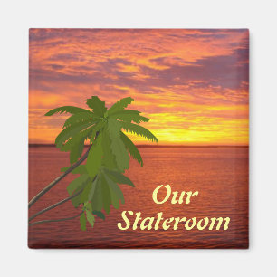 Tropical Sunset Stateroom Door Marker Sq. Magnet