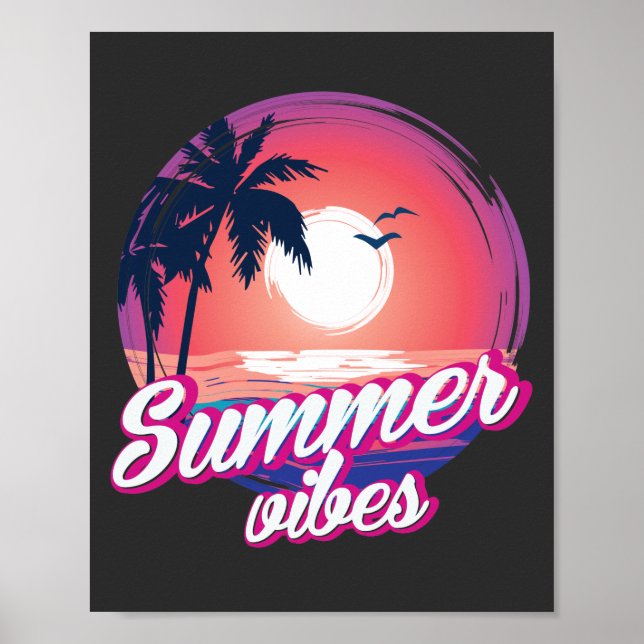 Tropical Sunset Summer Vibes Poster (Front)