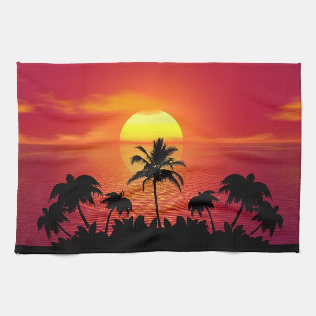 Tropical Sunset Tea Towel (Horizontal)