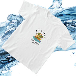 Tropical Sunset Teal cruise vacation Personalise T-Shirt