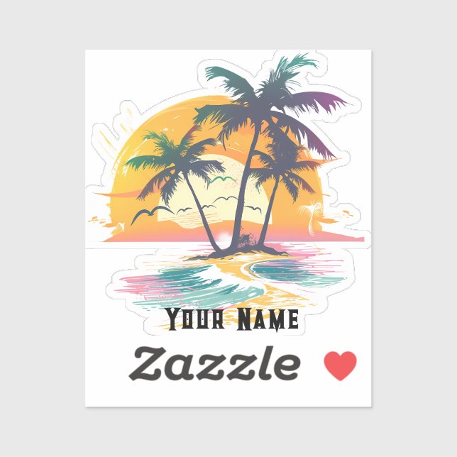 Tropical Sunset Vibes – Palm Trees & Beach Design (Sheet)