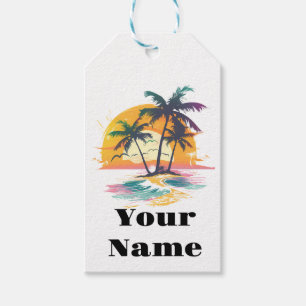 Tropical Sunset Vibes – Palm Trees & Beach Design Gift Tags