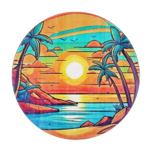 Tropical Sunset: Vivid Coast Cutting Board
