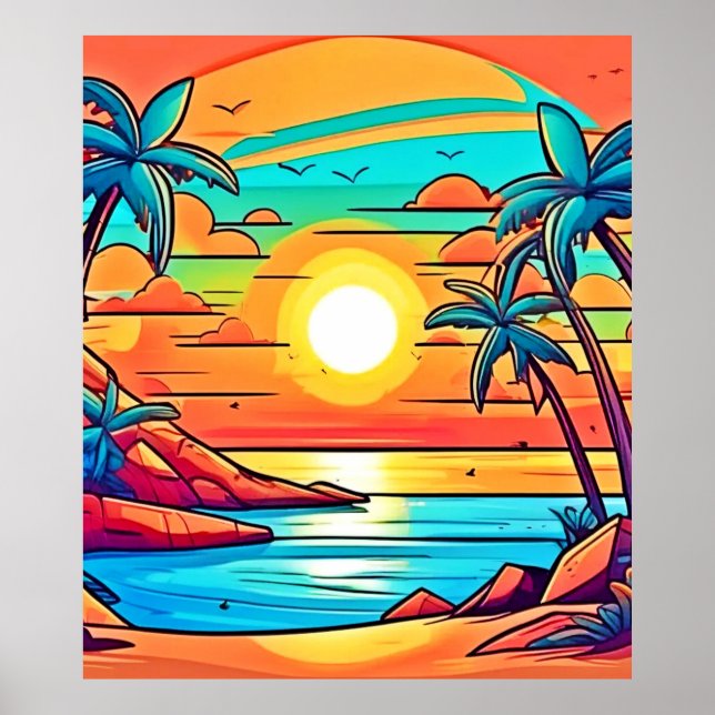 Tropical Sunset: Vivid Coast Poster (Front)
