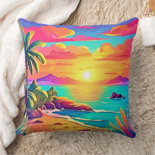 Tropical Sunset: Vivid Sky Cushion