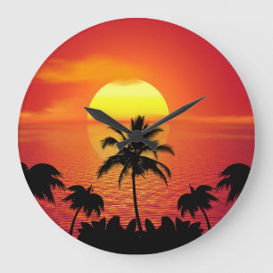 TROPICAL SUNSET WALL CLOCK