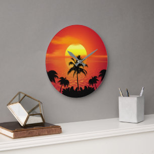 TROPICAL SUNSET WALL CLOCK