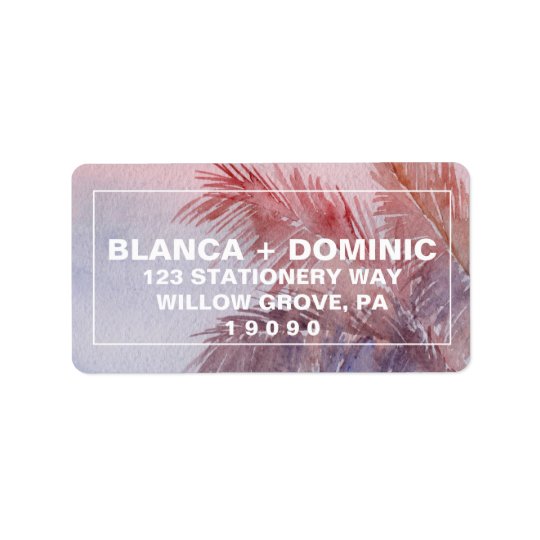 Tropical Sunset Wedding Address Label