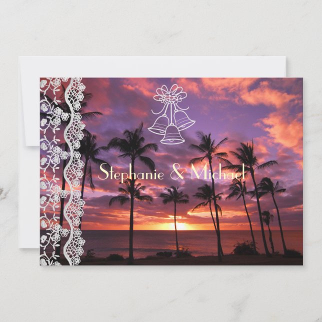 Tropical Sunset Wedding Invitation (Front)