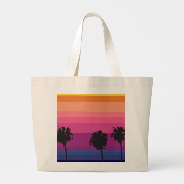 Tropical sunset with palm trees large tote bag (Back)