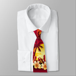 Tropical sunset with palms tie