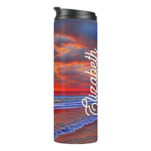 Tropical Sunset with Personalised Name Thermal Tumbler