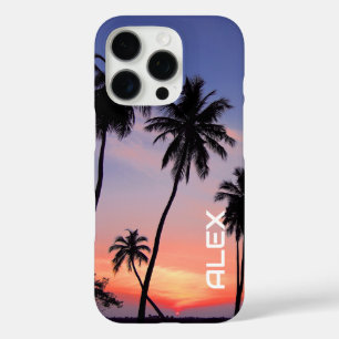Tropical Sunset with Silhouetted Palmtrees iPhone 16 Pro Case
