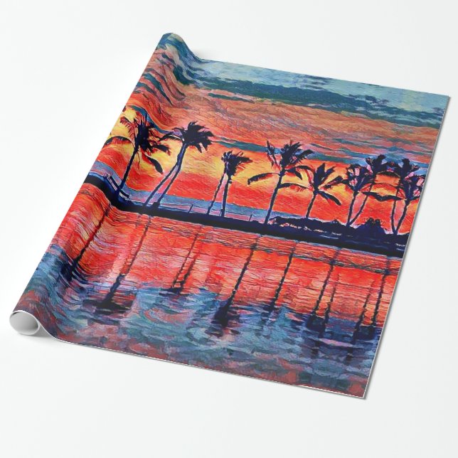 Tropical Sunset Wrapping Paper (Unrolled)