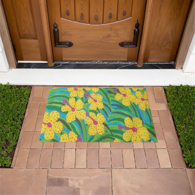 Tropical Sunshine Hibiscus  Doormat (Outdoor)