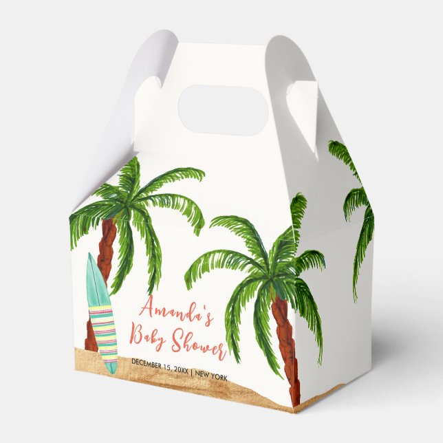 Tropical Surf Baby On Board Baby Shower  Favour Box (Front Side)
