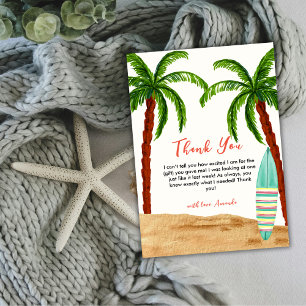 Tropical Surf Baby On Board Baby Shower Thank You Card